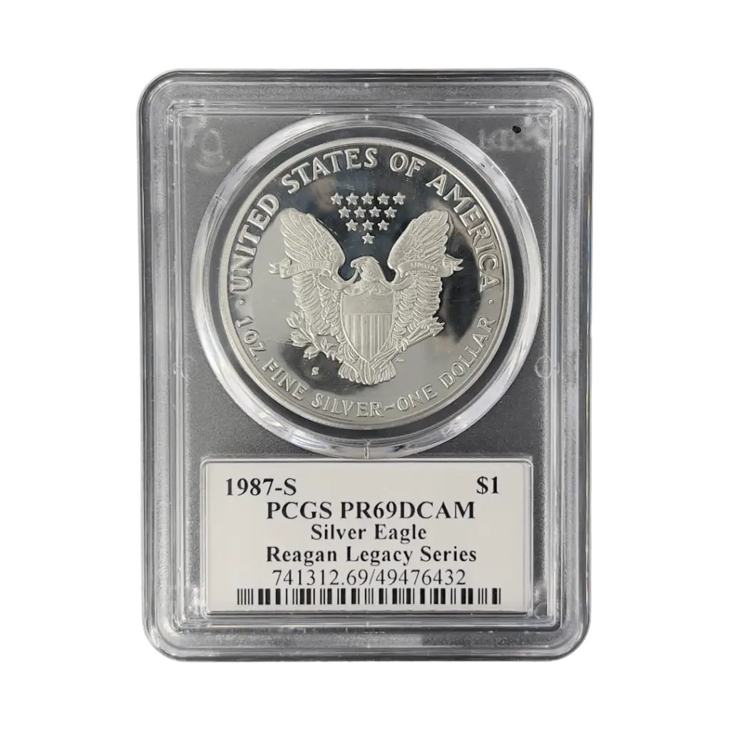 1oz - 1986/87 - American Eagles - Rare Regan signed - PCGS PR69 certified - back.webp