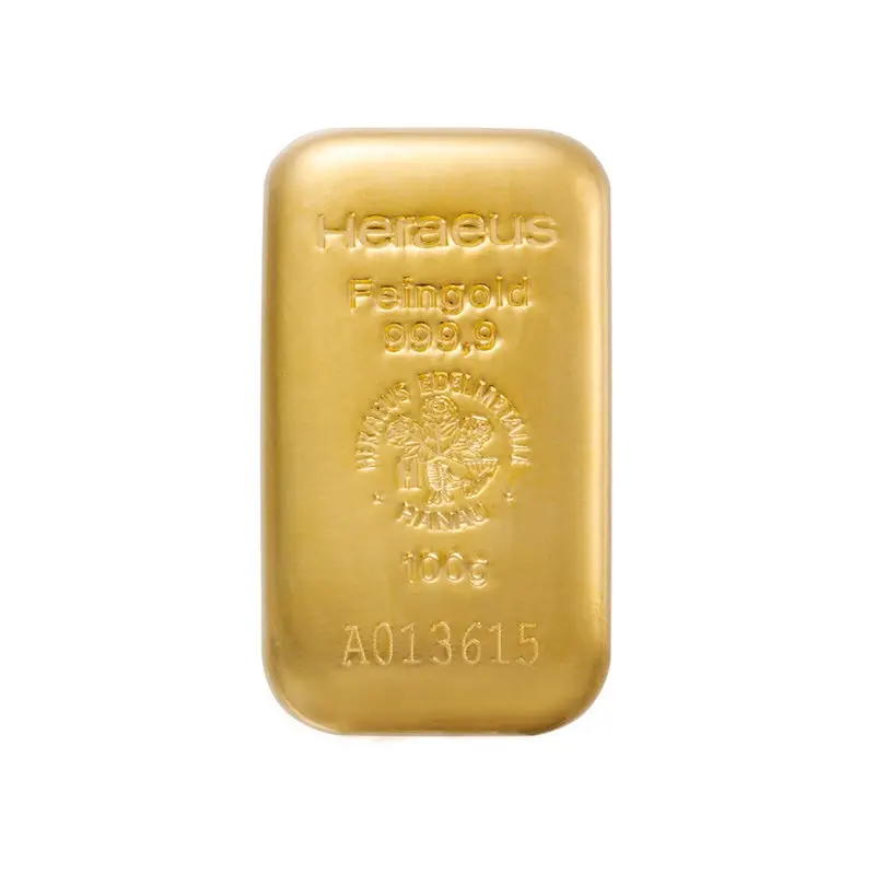 100g - 9999 Gold - Cast Bar - Hong Kong