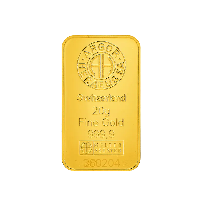 20 克 9999 千足金(瑞士)鑄造金條