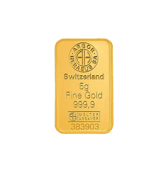 5 克 - 9999 千足金(瑞士)鑄造金條