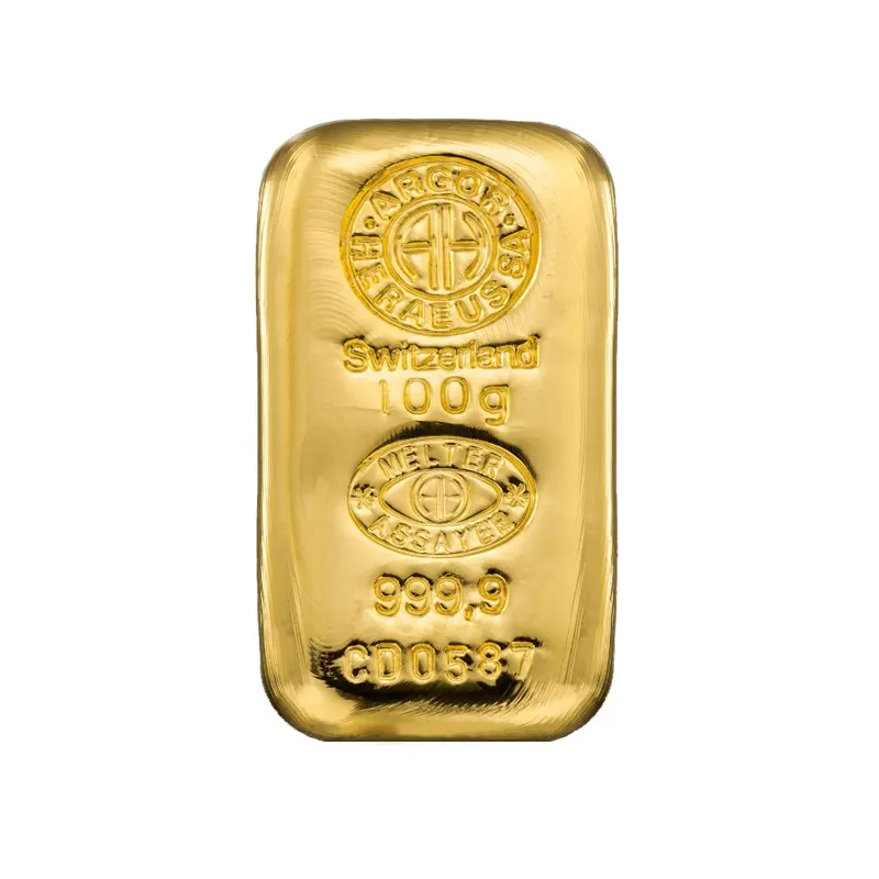 100克 - 9999 千足金（瑞士）鑄造金條
