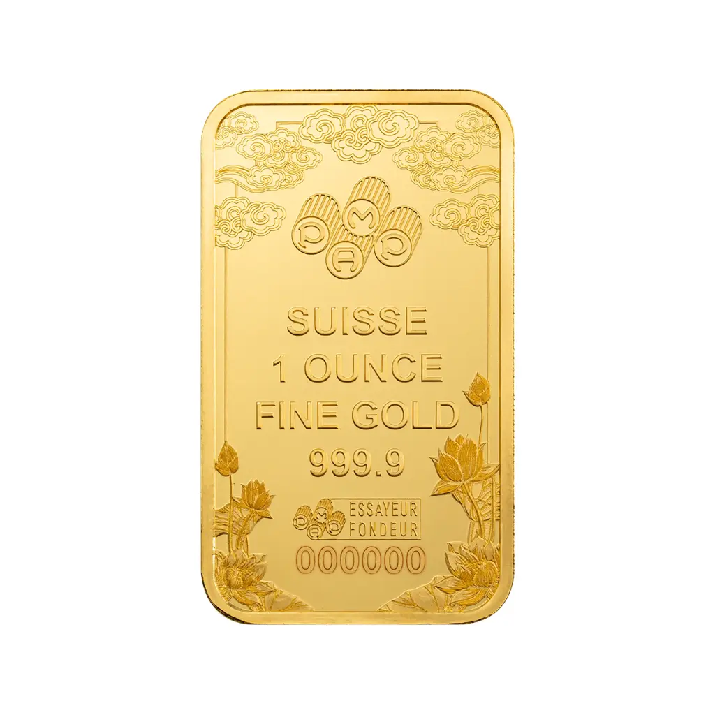 1oz - PAMP - 9999 Gold - Good Luck Yellow Dragon - Switzerland - Minted Bar 