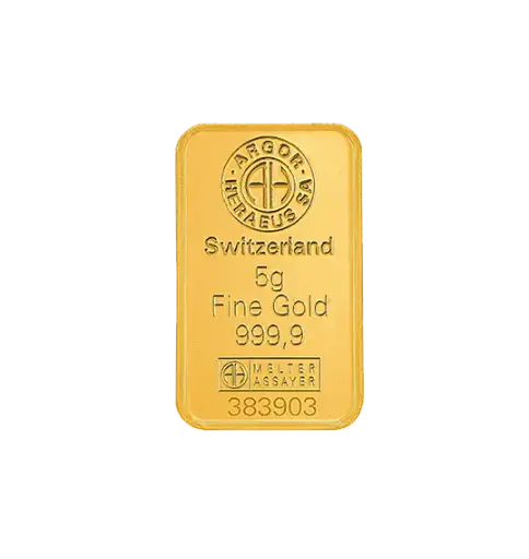 [5g_gold_Heraeus_Swiss_mint] 5g - 9999 gold - Switzerland - Minted Bar