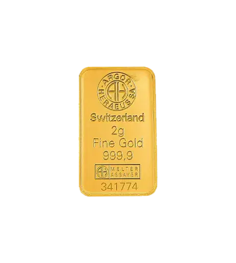 [mint_2g_eu] 2 克 9999 千足金(瑞士)铸造金条