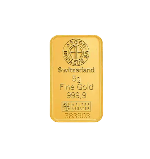 [5g_gold_Heraeus_Swiss_mint_kinebar] 5g - 9999 gold - Switzerland - Minted Bar - Kinebar 