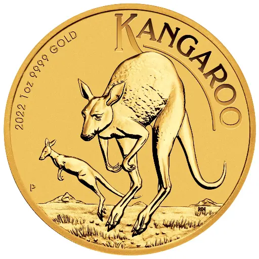 [1oz_Kangaroo_2022_gold_coin_perthmint] 1oz - 2022 Australia Kangaroo - Last Queen Elizabeth - 9999 Gold - Perth Mint 