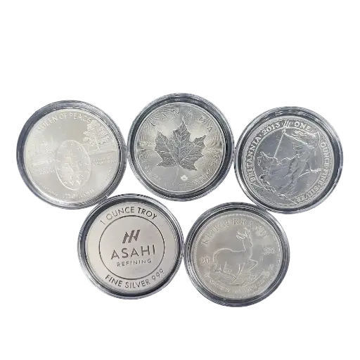 World Mixed Silver Coin Pack 5 x 1oz